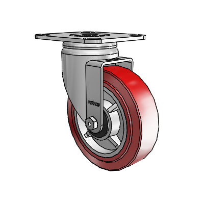 3 Series Casters Top Plate Swivel Zinc with 5 x 1.5 Maroon on Grey Polyurethane HI-TECH Wheel
